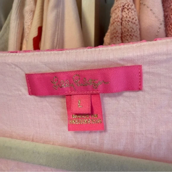 Lilly Pulitzer Hot Pink Eyelet V-Neck Ruffle Sleeve Lina Top - Picture 5 of 5